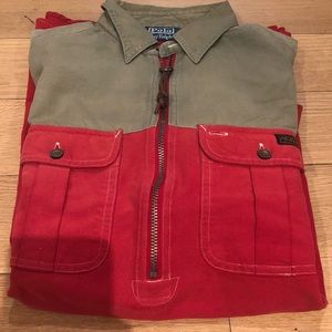 Ralph Lauren red and tan long sleeve shirt
